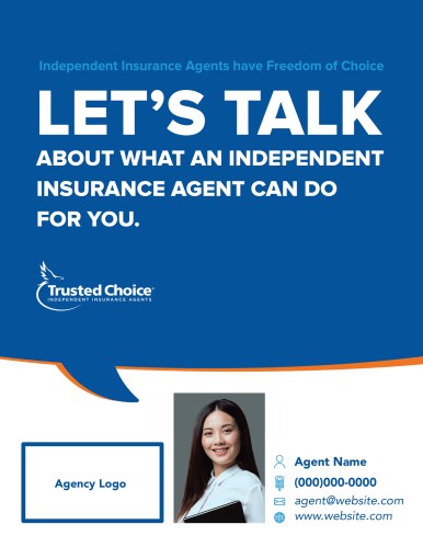 Blue and orange quote box with agent content info