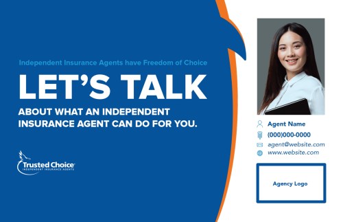 Blue and orange quote box with agent contact info