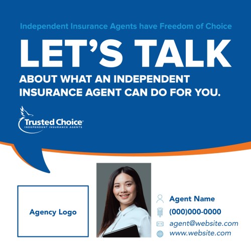 Blue and orange quote box with agent contact info