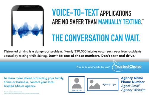 Illustrated cell phone showing voice to text