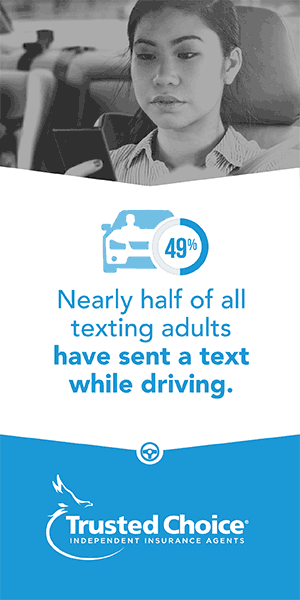 Illustration of texting while driving.