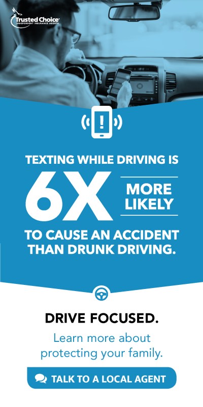 Illustration of texting while driving.