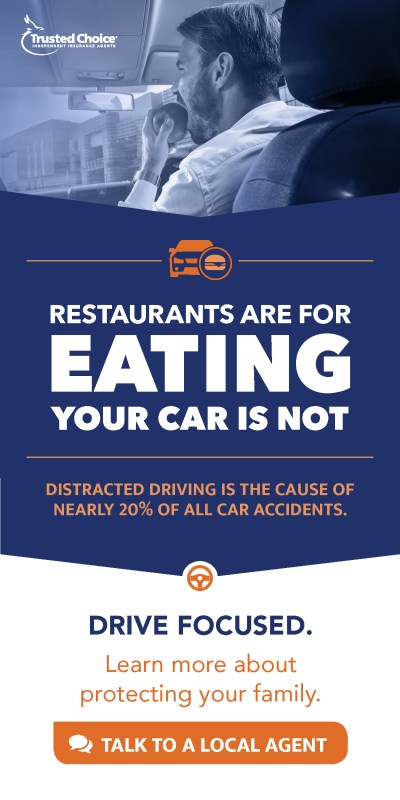 Illustration of eating while driving