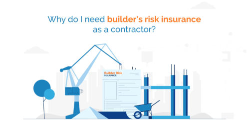 Image of construction site with a builder's risk printed policy.