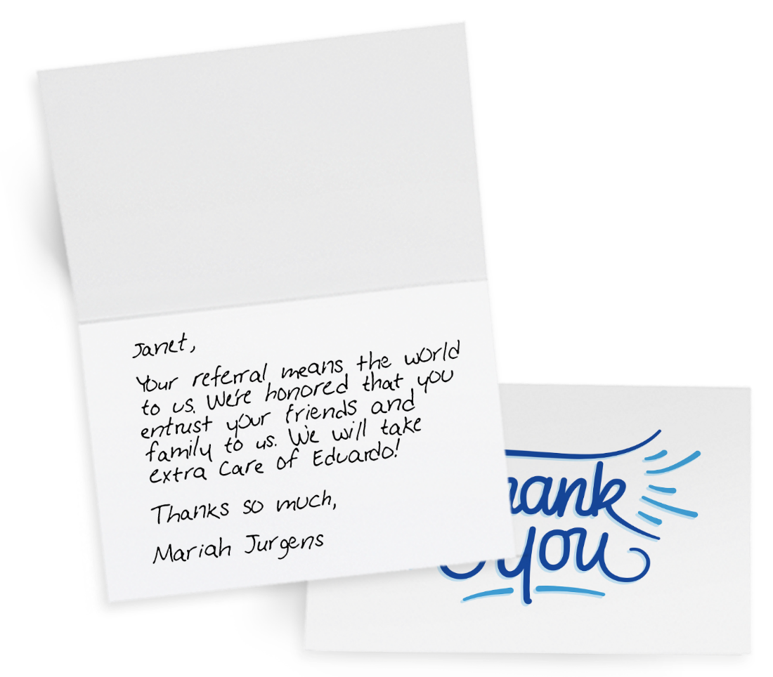 Personalized thank you note