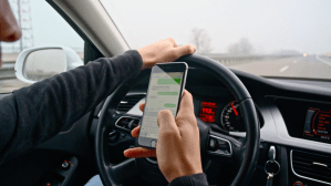 Person texting while driving